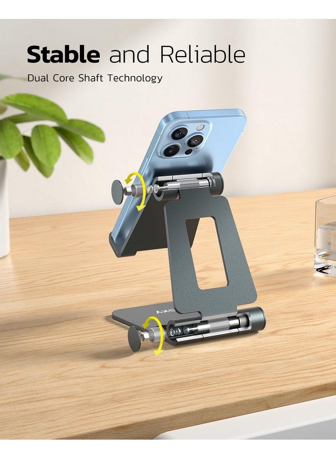 Nulaxy Dual Folding Cell Phone Stand, Fully Adjustable Foldable Desktop Phone Holder Cradle Dock Compatible with Phone 16 15 14 13 12 11 Pro Xs Xs Max Xr X 8, Nintendo Switch, All Phones - Gray - Image 4