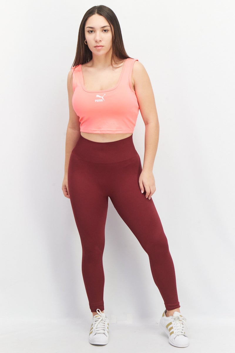 PUMA Women U-Neck Sleeveless Brand Logo Crop Top, Pink  - Image 4