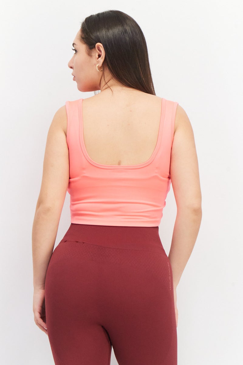 PUMA Women U-Neck Sleeveless Brand Logo Crop Top, Pink  - Image 3