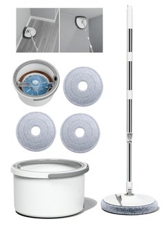 LKTOCAFT Foldable Spin Mop for Cleaning Floor and Corner, 4 Pcs Pads, Save Water Design Mop Bucket Set with Separation Dirty and Clean Water System, 360° Rotating Mop and Stainless Steel Mop Bar  - Image 1