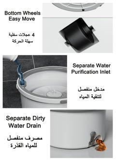 LKTOCAFT Foldable Spin Mop for Cleaning Floor and Corner, 4 Pcs Pads, Save Water Design Mop Bucket Set with Separation Dirty and Clean Water System, 360° Rotating Mop and Stainless Steel Mop Bar  - Image 4