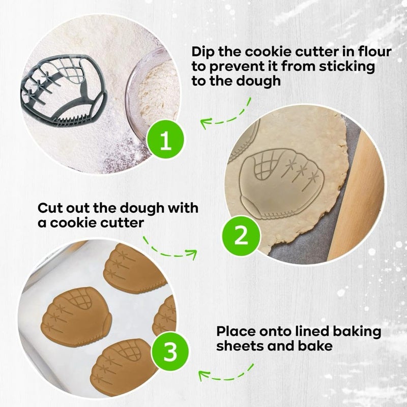 MOOSE GOODS Moose Goods Baseball Cookie Cutter Set of 5 - Sports Cookie Cutters Shapes & Stamp  Baseball Jersey Cookie Cutter for DIY Baking Supplies - Baseball Shirt Cookie Cutter & Sneaker Cookie Cutter  - Image 3