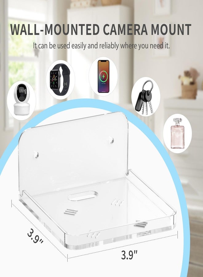 Liboer Small Wall Mount Floating Shelves 2 PCS Monitor Wall Shelf -Clear Mini Storage Shelf Flexible Use for Wall Place in Kitchen Washroom Bathroom Living Room (2 Pakc S) - Image 3