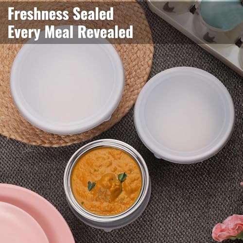 Zaib Microwave Safe Stainless Steel Food Storage Container with Lid | Euro Mixing Bowl Set for Kitchen | 500ml, 800ml, 1250ml | Pack of 3 | Reheatable, Leak-Proof, BPA-Free (3 Plain Red) - Image 3