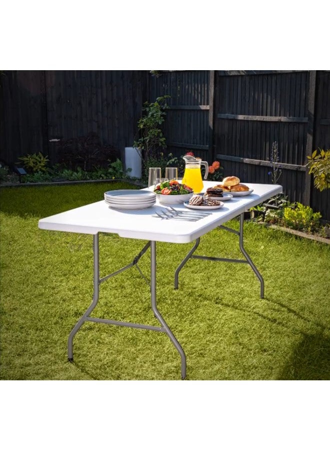 We Happy Heavy-Duty 180CM Fold-In-Half Portable Folding Table Waterproof Utility Table for Indoor & Outdoor Parties, Camping, BBQ, Catering & Garden Dining - Image 2