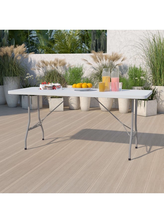 We Happy Heavy-Duty 180CM Fold-In-Half Portable Folding Table Waterproof Utility Table for Indoor & Outdoor Parties, Camping, BBQ, Catering & Garden Dining - Image 3