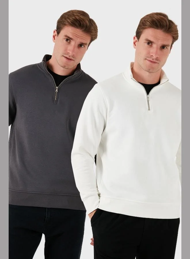 بوراتي بلوزة رجالي قطن بياقة واقفة عبوتين