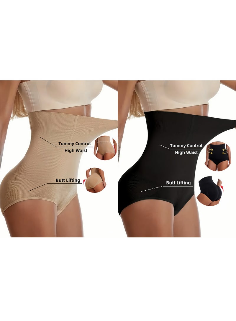 2packs Women High Waist Tummy Control Seamless Thong Panties Butt Lifting Shapewear Underwear For Lady After Postpartum Safty Panties Under Dress - Image 1