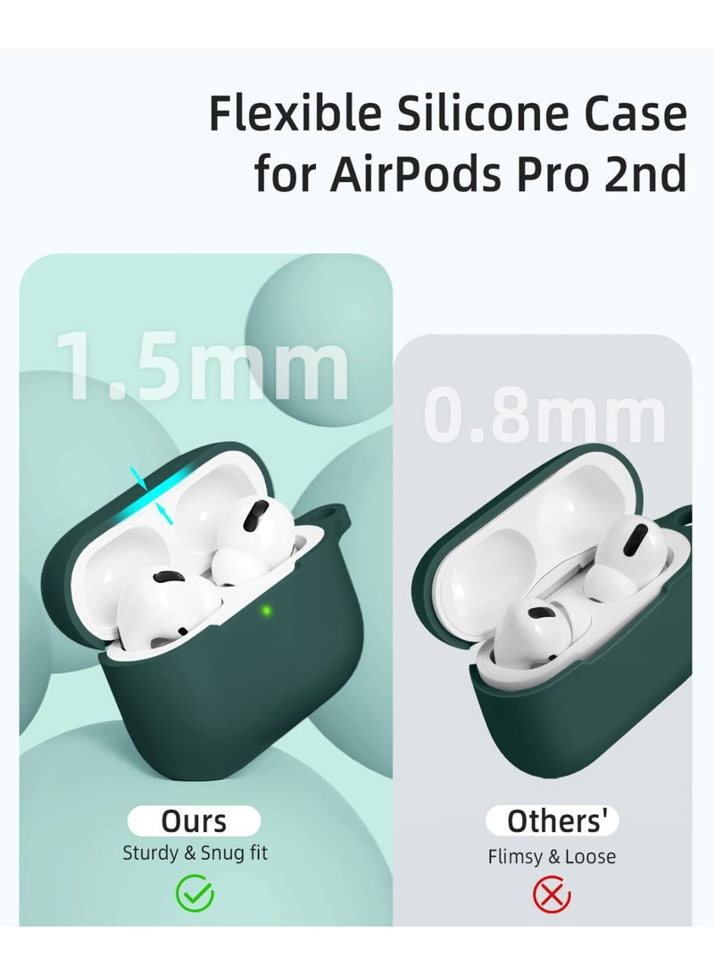 أنيوغرو حافظة سيليكون Anyong Airpods Pro 2، غطاء واقي ناعم مع قلم تنظيف، مقاوم للخدش والانزلاق، مصباح LED أمامي مرئي لأجهزة Apple Airpods Pro 2 Generation (2022) - Image 3