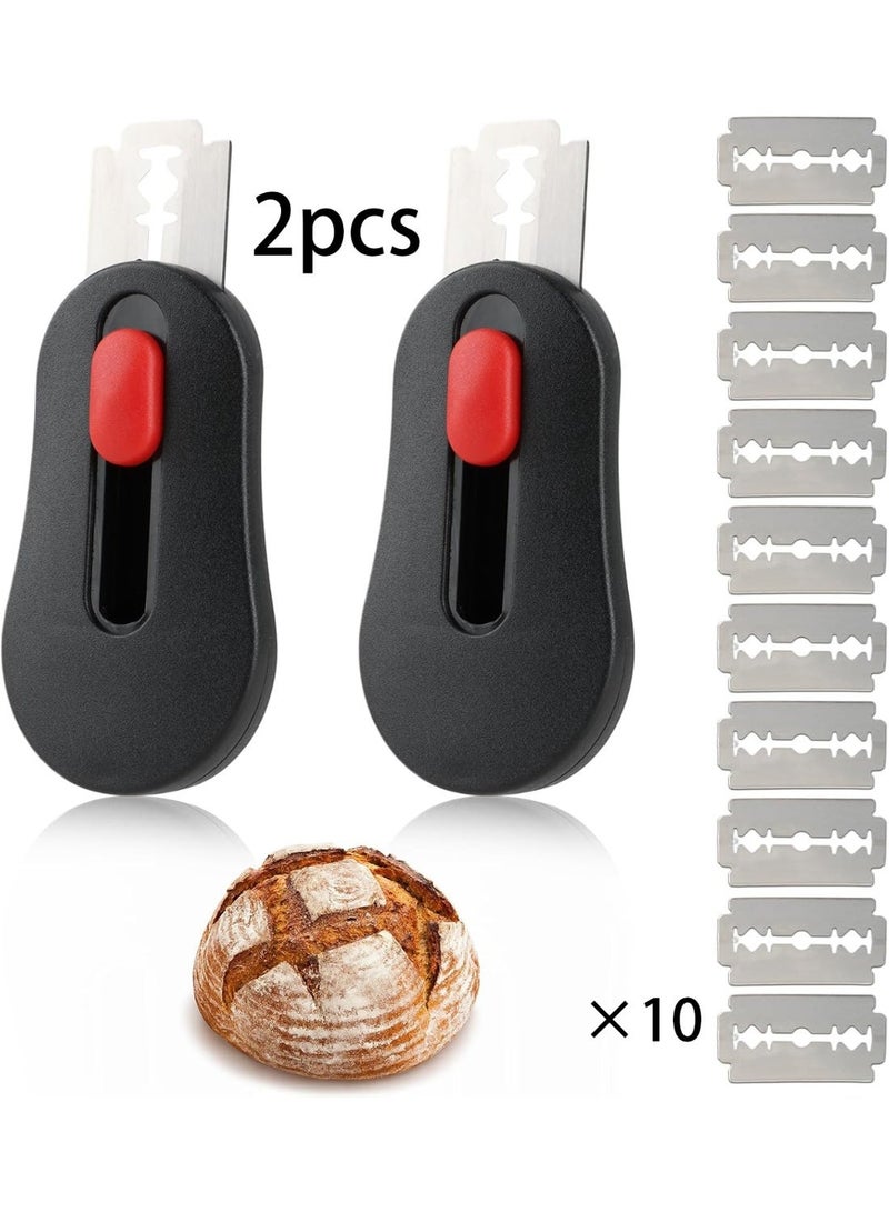 2 Pack Bread Lame Dough Scoring Tool, Upgraded Extractable & Magnetic Sourdough Scoring Tool, 10 Razor Blades, For Sourdough Bread Baking, Baguettes, Artisanal Loavesand Bread Making Tools - Image 1
