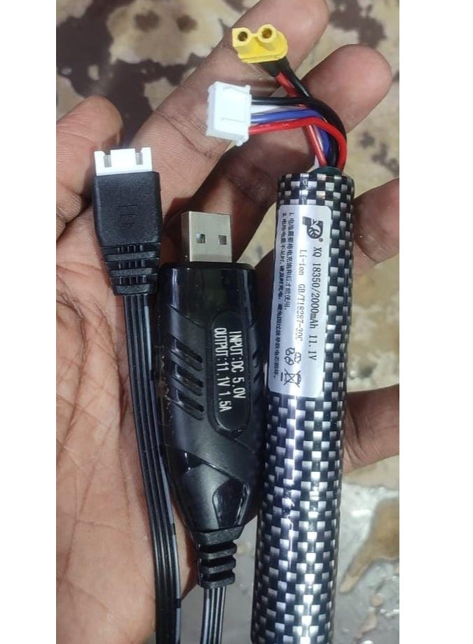 Electric Gel ball Blaster 11.1V 2000mah  Rechargeable Battery with Charging Cable, Black  - Image 2
