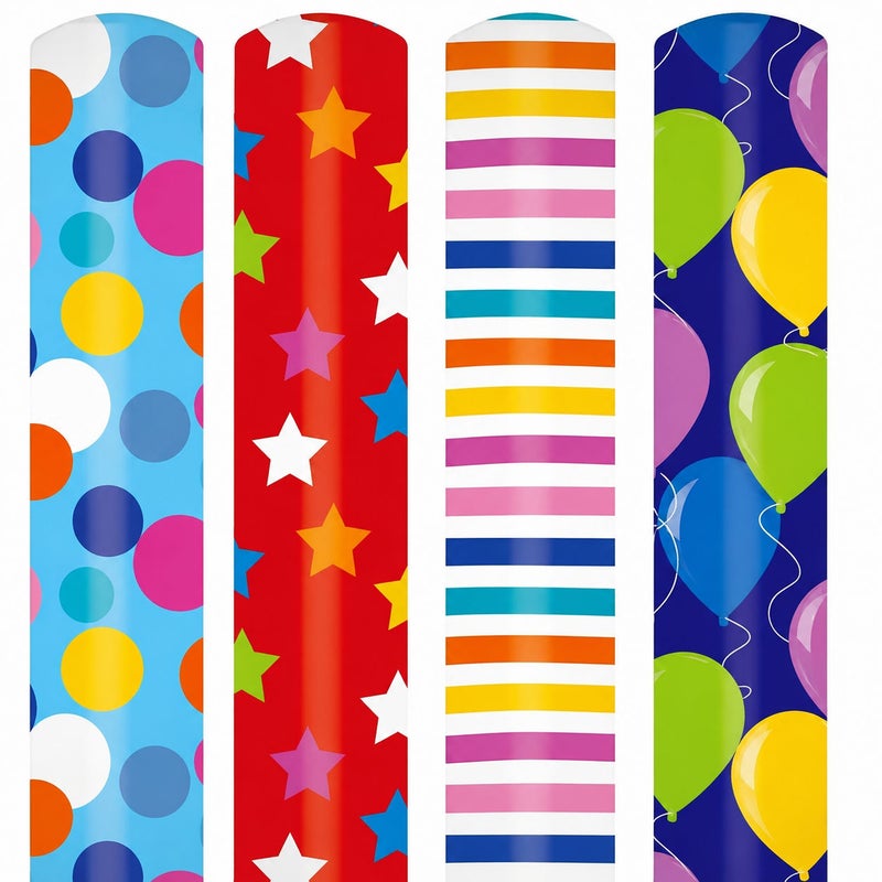 Tallon Roll Wrap Value 3M Bright Design Assorted (4 Pcs) - Image 1