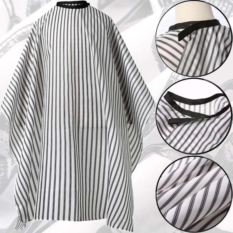 Borogo Professional Waterproof Barber Cape with Snap Closure, Hair Cutting Salon Cape Hairdressing Apron Stripe - Image 3