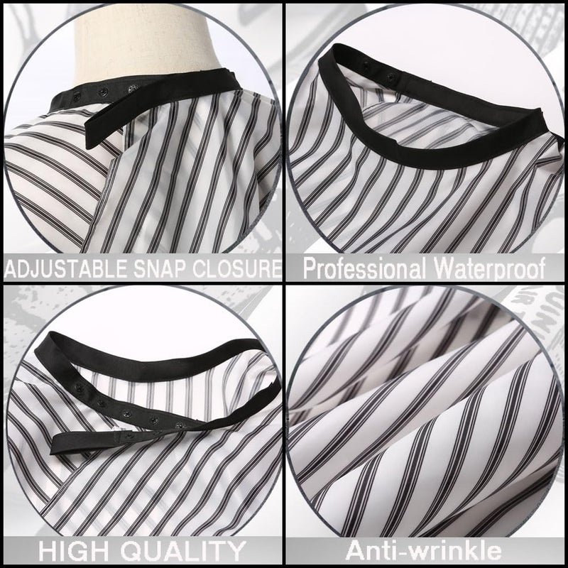 Borogo Professional Waterproof Barber Cape with Snap Closure, Hair Cutting Salon Cape Hairdressing Apron Stripe - Image 5