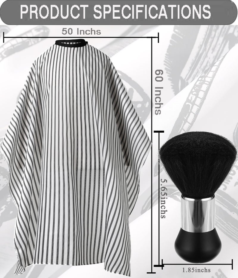 Borogo Professional Waterproof Barber Cape with Snap Closure, Hair Cutting Salon Cape Hairdressing Apron Stripe - Image 2