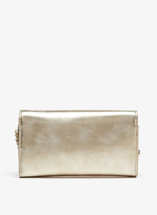 Flora Bella Textured Clutch with Magnetic Button Closure and Chain Strap