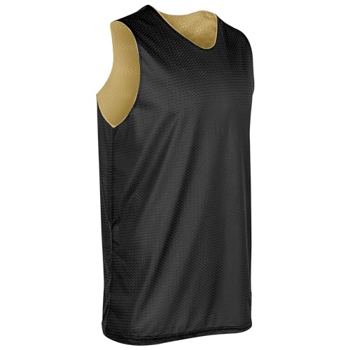 CHAMPRO Men's Standard Zone Reversible Basketball Jersey, Vegas Gold, Black, Adult Large - Image 2