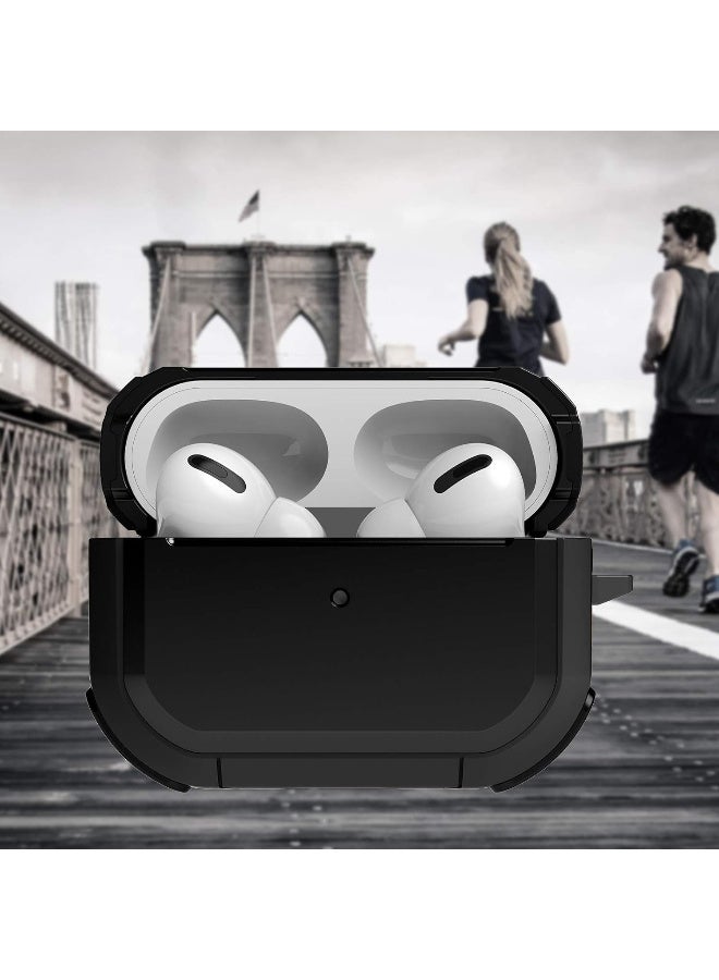 Case Apple AirPods Pro 2 360° Protection Rugged Hard Shell Shockproof Cover, Carabiner Secure Hook Clip, Flush/Snug Fit, LED Indicator, Wireless Charging, Airpod pro2 (Black)  - Image 3
