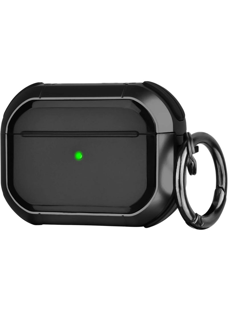 Case Apple AirPods Pro 2 360° Protection Rugged Hard Shell Shockproof Cover, Carabiner Secure Hook Clip, Flush/Snug Fit, LED Indicator, Wireless Charging, Airpod pro2 (Black)  - Image 2