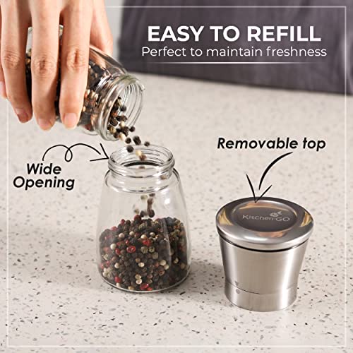 Kitchen & Go Pepper Grinder or Pepper Mill, Manual Salt Grinder Refillable with Adjustable Coarseness, Black Pepper Grinder Made of Stainless Steel, Himalayan Salt and Sea Salt Grinder - Image 5