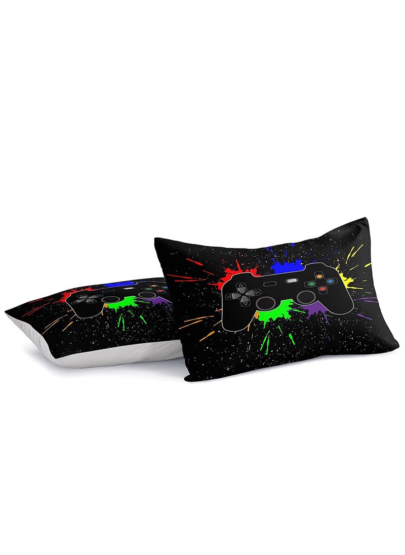 lris Bedding Gaming Bedding Set Queen Size Gamer Comforter Set for Boys Girls Kids Teens Soft Microfiber Colorful Modern Buttons Video Game Bedding Decorative Controller Pattern Design with 2 Pillow Shams  - Image 4