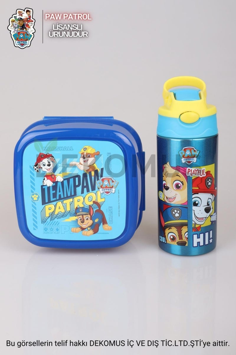 PAW PATROL Dekomus Licensed Steel Water Bottle 500 ml and Double Layer Lunch Box Set - Image 1