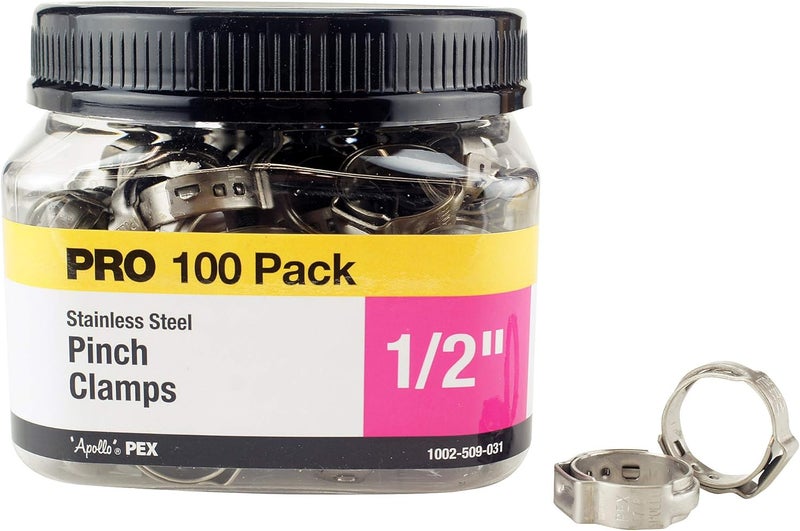 ApolloPEX 1/2" Stainless Steel PEX Barb Pinch Clamp (100-Pack) - Image 2