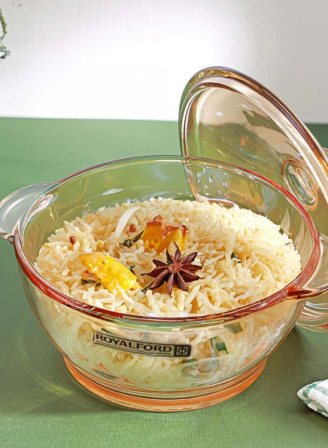 Royalford Round Glass Bowl with Lid RF12212 Borosilicate Pot with Side Handles, Perfect for Preparing and Serving Cold and Hot Food, Pasta, Noodles, Cereals, Smoothies Multicolor 9inch - Image 5