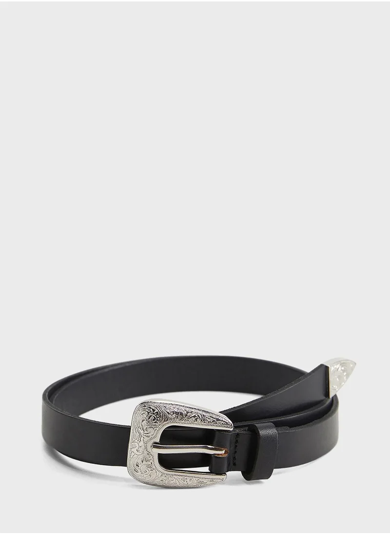 MANGO Plain Tongue Buckle Belt