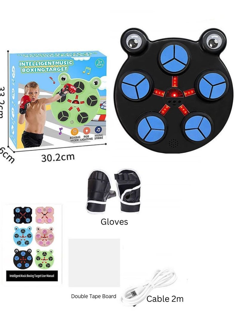 راكسوم آلة الملاكمة اللكمة، آلة الملاكمة مع الموسيقى، الأطفال، بلوتوث، آلة الملاكمة الموسيقية الذكية LED مع قفازات الملاكمة، الملاكمة الإلكترونية، مدرب الملاكمة المثبت على الحائط، هدية للأطفال باللون الأسود - Image 3