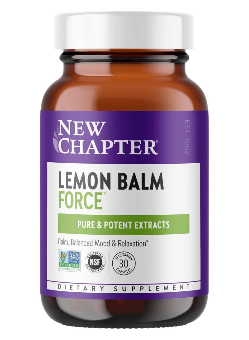 New Chapter Lemon Balm Force with Supercritical Lemon Balm for Mood Support + Immune Support + Non-GMO Ingredients - 30 ct Vegetarian Capsules