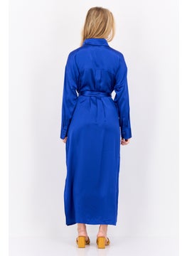 ESPRIT Women Satin Belt Detail Midi Dress, Blue  - Image 2