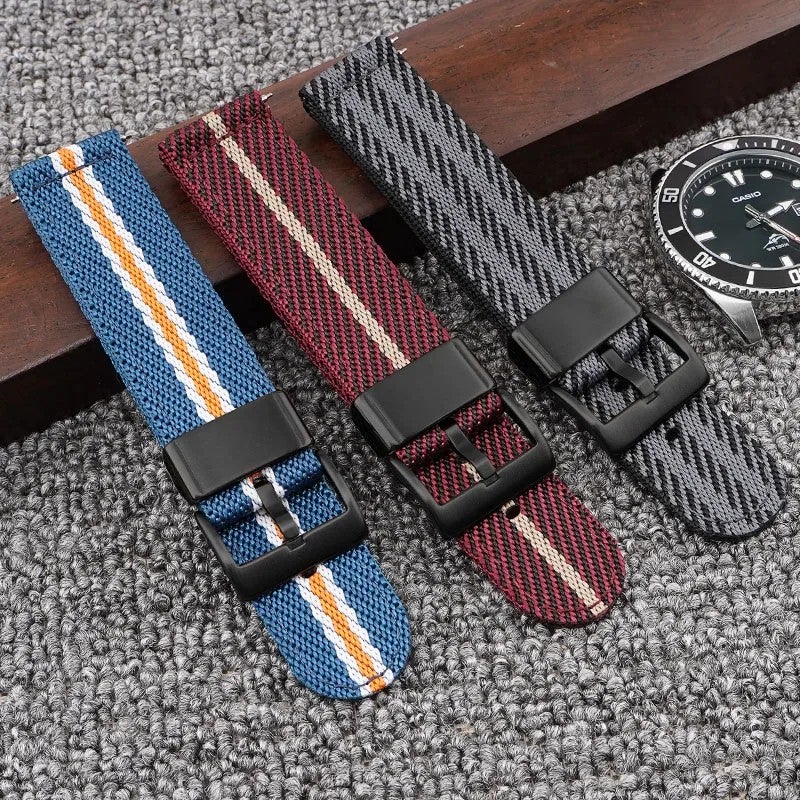 Bluejw Nylon Sport Watch Band with Black PVD Buckle, Compatible with Smart Watch Series 38mm 40mm 41mm 42mm 44mm 45mm, Replaceable Two-Piece Wrist Strap - Image 2