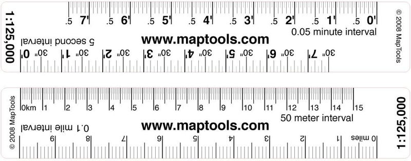 Map Ruler for Measuring LAT/Lon, Miles, and Kilometers at a Single map Scale
