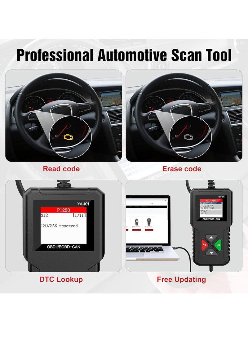كينج بولين - obd2 الماسح الضوئي ya-101 التلقائي رمز القارئ ، تستخدم لفحص محرك ضوء المؤشر ، وأجهزة الاستشعار الأوكسجين ، إيفاب اختبار ، اختبار مراقبة المركبات ، الدخان التفتيش ، تنطبق على جميع obd2 السيارات منذ عام - Image 1