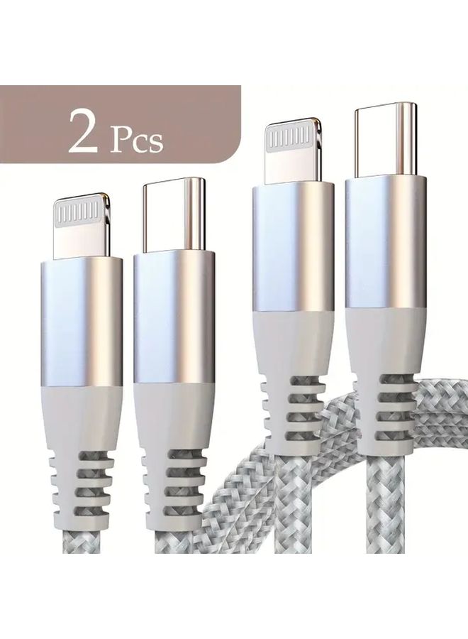 كابل USB C إلى Lightning للشحن السريع بطول 10 قدم، رمادي فضي، بقوة 20 واط لأجهزة آيفون - Image 1