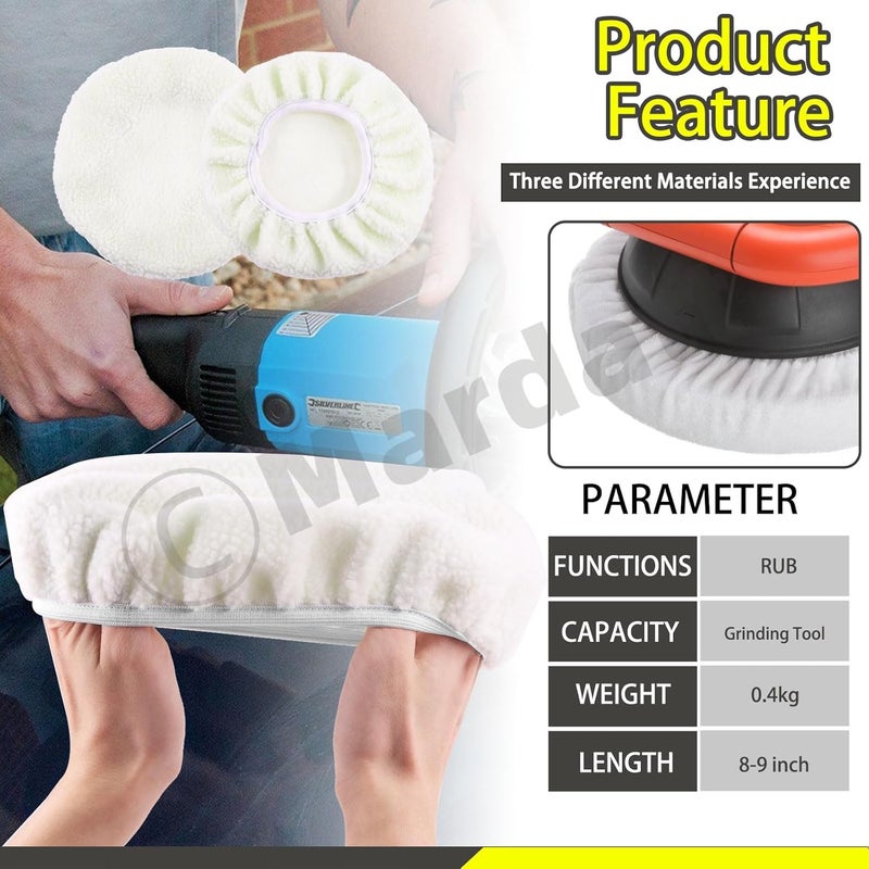 Mardatt 12Pcs 7 to 8 Inch Car Polisher Pad Bonnet Set, Microfiber, Non Woven and Woolen Car Buffer Bonnet Polishing Bonnet Pads Orbital Buffer Bonnet Buffer Pads for Orbital Buffer Polisher - Image 5