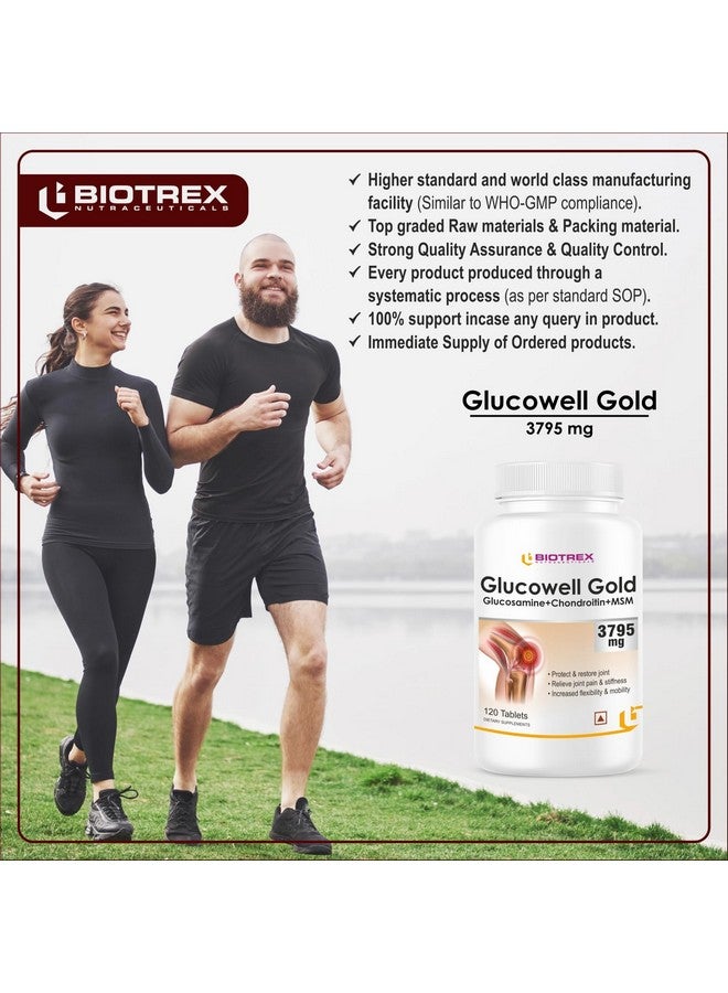 Biotrex Nutraceuticals بيوتريكس نيوترسوتيكلز جلوكوزامين + كوندرويتين + MSM 3795 ملغ غلوكويل جولد - 120 قرص، مكمل دعم الغضاريف والمفاصل، جلوكوزامين كوندرويتين MSM لتخفيف آلام المفاصل وتيبسها - Image 5