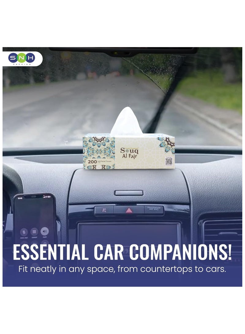إس إن إتش باكينج علبة مناديل وجه سوق الفجر، عبوة من 5 قطع، 100 ورقة × طبقتين لكل علبة، إجمالي 1000 ورقة (200 ورقة لكل علبة). - Image 4