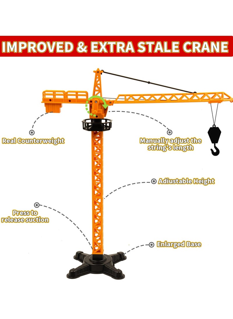 XiuWoo Construction Site Truck Toy Set, includes Container Truck, Tower Crane, Tractor, Dump Truck, Excavator, Concrete Truck, Road Signs Birthday Gift Toy for 3-6 Year Old Boys Kids Children  - Image 5