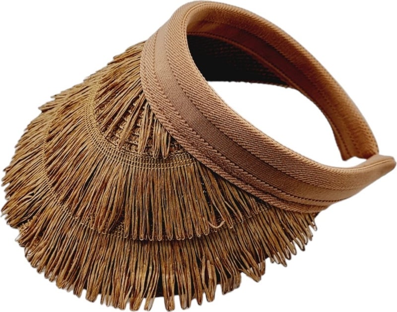 Tezzgelsin Women's Tasseled Straw Visor Hat  - Image 1