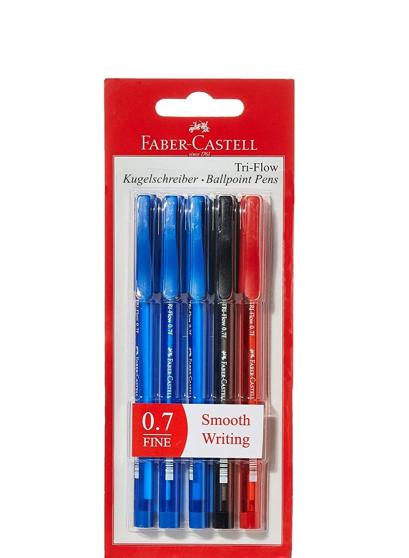 FABER-CASTELL 5-Piece Triflow Ball Pen Multicolor 