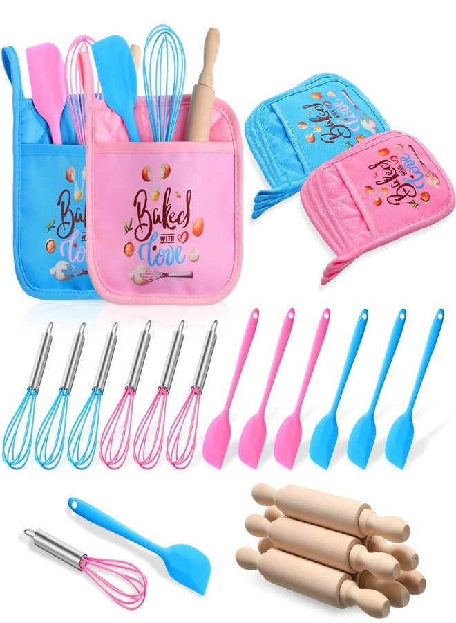 RoundFunny 24 Pcs Kids Mini Baking Supplies with Kitchen Utensil, Pot Holders, Spatula, Rolling Pin, Whisk for Kids Classroom School Exchange Party Favors (Medium) - Image 1