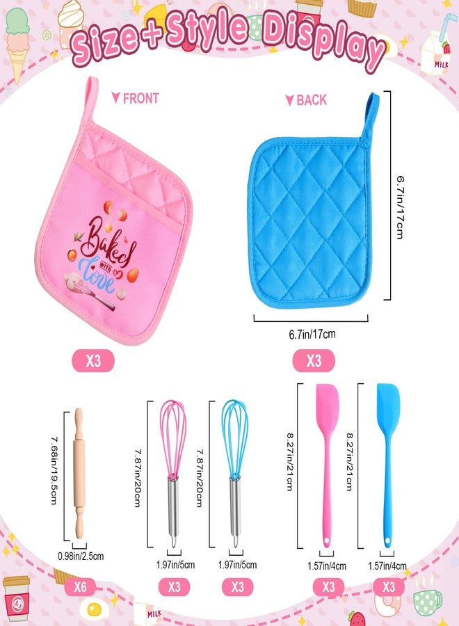 RoundFunny 24 Pcs Kids Mini Baking Supplies with Kitchen Utensil, Pot Holders, Spatula, Rolling Pin, Whisk for Kids Classroom School Exchange Party Favors (Medium) - Image 2