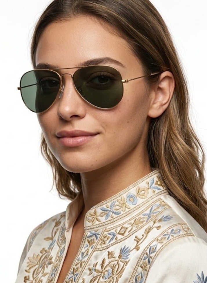 Polarized Oversized Pilot Sunglasses Unisex, Classic Metal Frame, UV400, Gold & G15 Green - Image 4