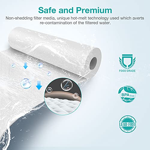 SimPure 5 Micron 10" x 2.5" Whole House Sediment Water Filter Cartridge Replacement for 10 inch RO Unit, Compatible GE FXUSC, Culligan P5, Aqua-Pure AP110, WFPFC5002, CFS110, WHKF-GD05, (Pack of 4) - Image 5