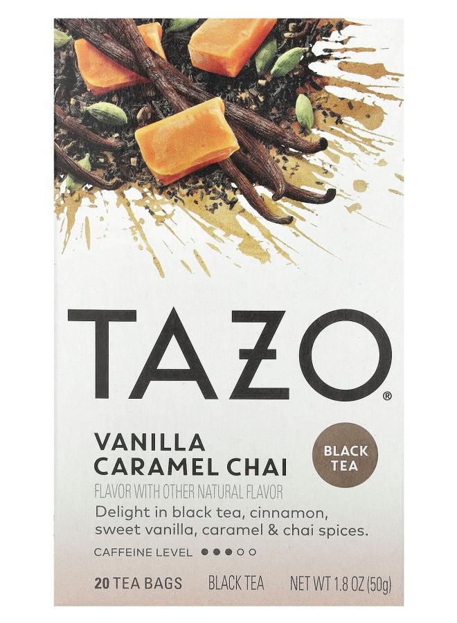 TAZO شاي أسود بنكهة الفانيليا والكراميل 20 كيس شاي 1.8 أونصة (50 جرام)