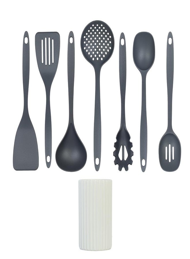 Glad Kitchen Utensils Set, 8pcs - Nonstick Cooking Tools with Utensil Holder - Nylon Spoon, Ladle, Skimmer, Spaghetti Server, and Turner Spatula Set - Dishwasher Safe, Grey - Image 5