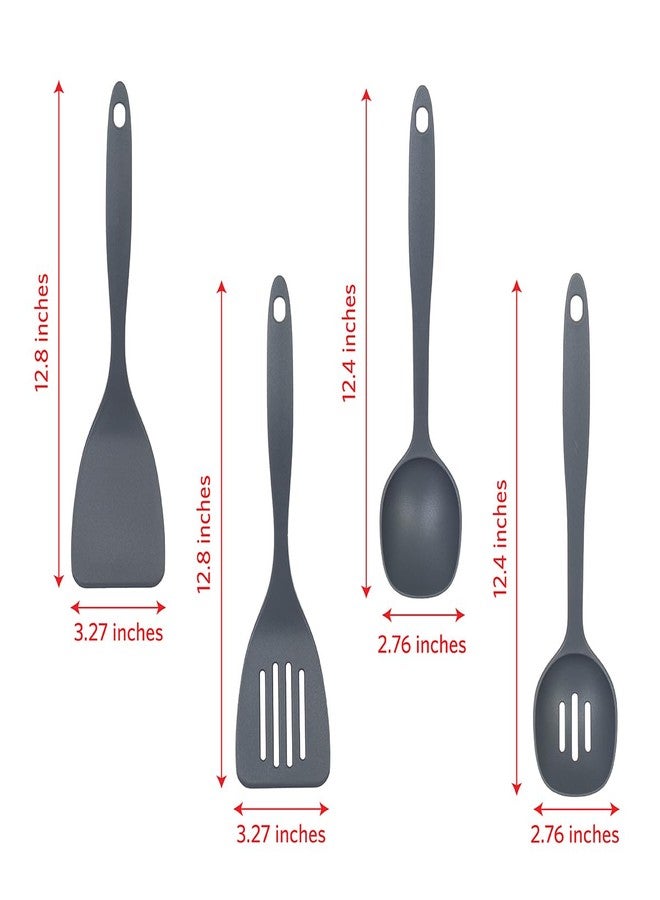 Glad Kitchen Utensils Set, 8pcs - Nonstick Cooking Tools with Utensil Holder - Nylon Spoon, Ladle, Skimmer, Spaghetti Server, and Turner Spatula Set - Dishwasher Safe, Grey - Image 4