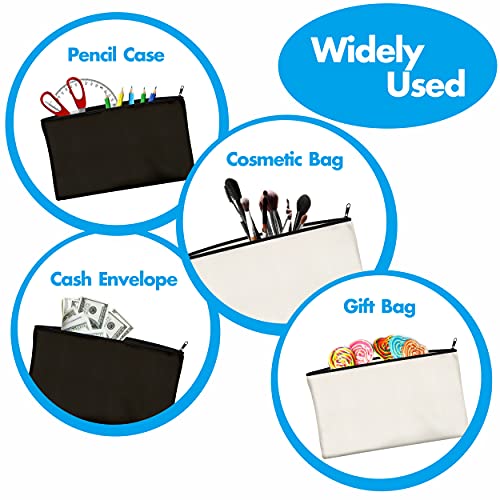 Vantasii 15 Pack Blank Cotton Canvas DIY Craft Zipper Bags Pouches Pencil Case for Makeup Cosmetic Toiletry Stationary Storage (Beige & Black 8.3” x 4.7”) - Image 5